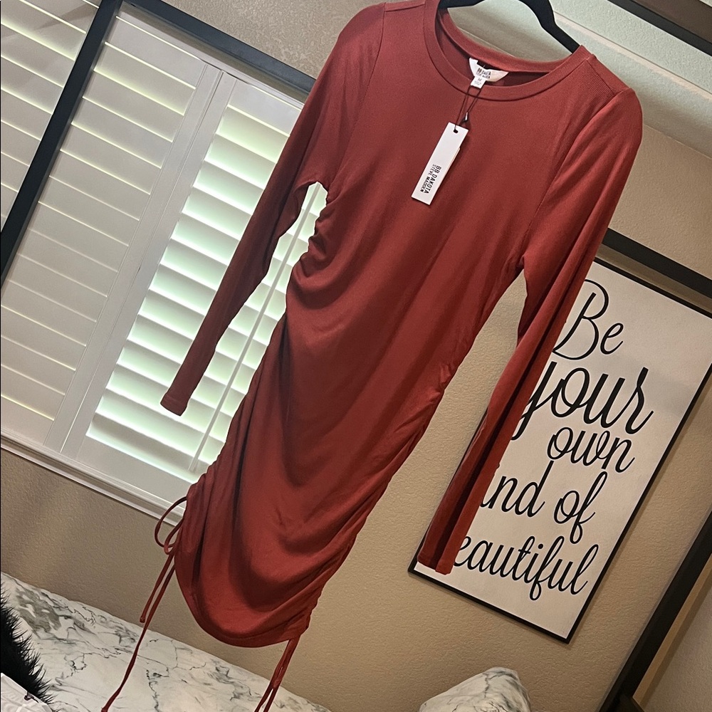 BB Dakota by Steve Madden Rust Long Sleeve Dress